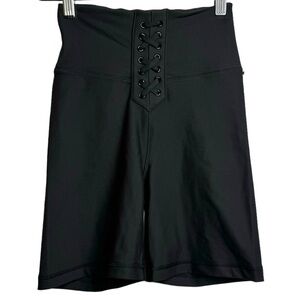 WeWoreWhat Lace Up Detail Black Biker Shorts High Rise 6" Inseam Extra Small XS